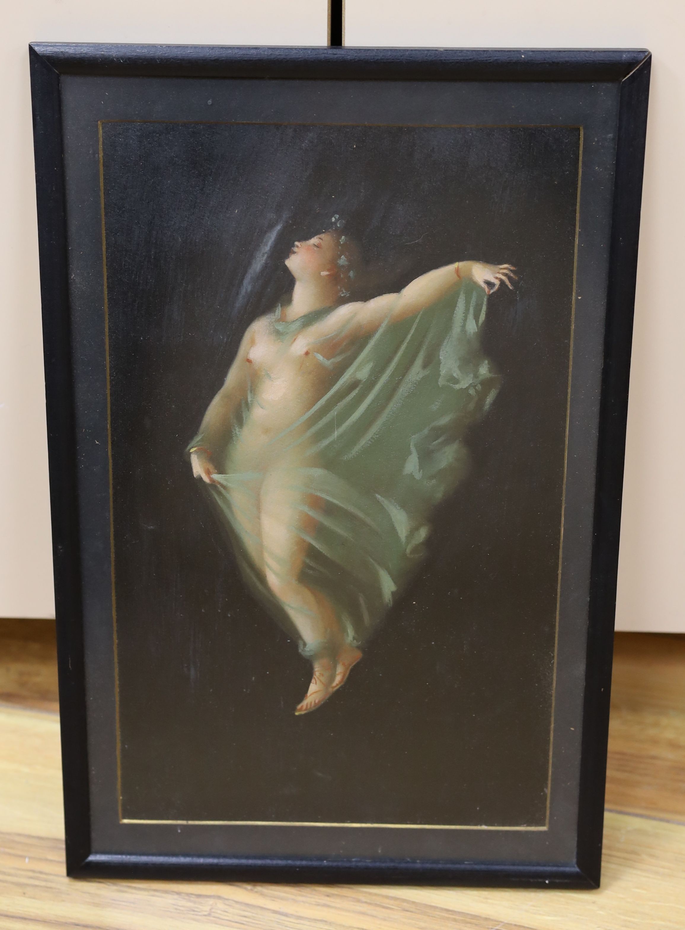 Italian School, oil on card, Muse wearing a diaphanous dress, 35 x 21cm